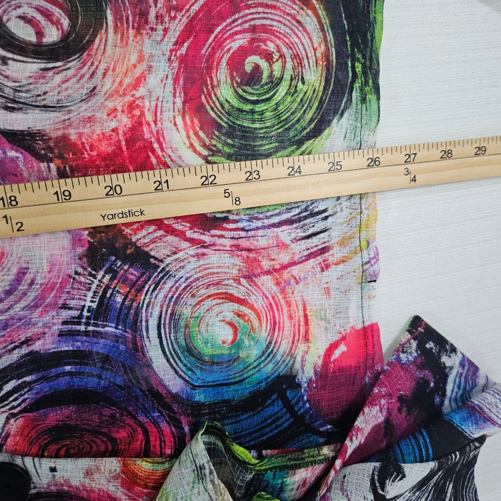Damee New York Abstract Swirl Print Button Up Shirt Black Size L artsy lagen - Picture 8 of 11
